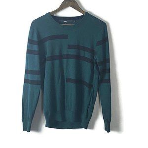 MORGAN HOMME Mens Green & Black Light Long Sleeve Sweater Size L H18-Timmy